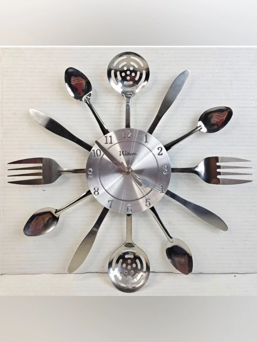 Silver Waltham Retro 15” Utensil Decorative Kitchen Wall Clock